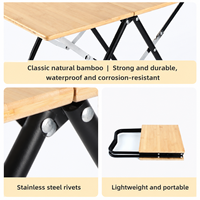Table pliante en bambou avec plateau en alliage d'aluminium léger, ouverture rapide, bureau portable pour camping en plein air, camping sauvage, utilisation en stand de rue