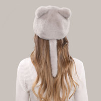 Femmes nouveau Style hiver casquette de Baseball épaissi chaud fausse fourrure chapeau mignon artificiel fourrure de vison oreilles de chat décontracté queue Plaid commun