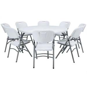 Tables pliantes rondes de 6 pieds en plastique robuste pour banquet de mariage en plein air - Product Image 4