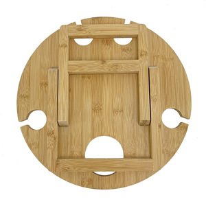 Custom-made bamboo round wine <b>table</b>, <b>outdoor</b> picnic <b>table</b>, <b>foldable</b> and portable bamboo and wood wine <b>table</b>, couple's wine <b>table</b> - Product Image 2