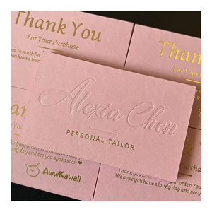 도매 사용자 정의 300gsm 아치 모양 질감 면 종이 핑크 인사말 초대 감사 카드 선물 태그 - Product Image 1