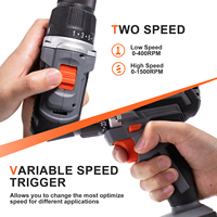 Perceuse sans fil portable à vitesse variable 20V avec batterie au lithium, mandrin 13mm et couple maximal 45N.M, prise en charge OEM, vente en gros