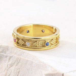 Anello alla Moda T0135 Placcato Oro con Zirconia Cubica, Fede Nuziale Unisex con Pietra Rotonda - Product Image 2