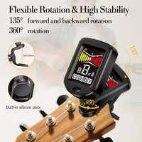 Nouveau tuner à clipser avec écran couleur, réglage rapide en 60 secondes pour guitare, ukulélé, violon, basse, banjo