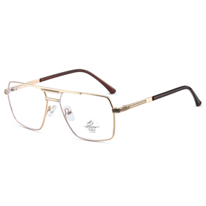 กรอบแว่นตาโลหะทรงสี่เหลี่ยมคลาสสิกสำหรับผู้ชาย ขายส่ง กรอบแว่นตาโลหะสแตนเลส ป้องกันแสงสีฟ้า - Product Image 6