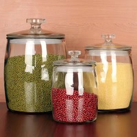 Stoples Penyimpanan Makanan Kaca Bebas BPA, Anti Bocor, Anti Lembab, Kedap Udara, Transparan, Wadah Dapur, Pengawet Kesegaran, untuk Biji-bijian