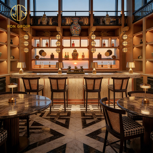 Tavolo Rotondo in Marmo con Cornice in Legno Personalizzata Stile Mid-Century Modern, Sedia in Rattan, Divano Imbottito, Arredamento per Caffetterie, Bar e Ristoranti - Product Image 2