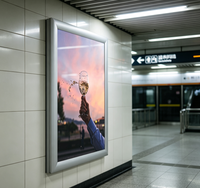 Boîte à lumière LED ultra-fine en aluminium avec cadre à clipser, panneau publicitaire mural personnalisé