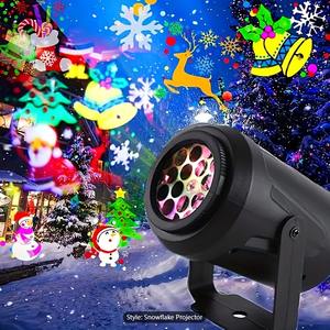 Proyector láser navideño con forma de copo de nieve, 16 patrones, luces LED giratorias impermeables para escenario, decoración navideña, 1 ud. - Product Image 1