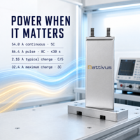 Battivus SA08 3.4V 11.05Ah NMC Pouch Cell 37.57Wh 345Wh/kg 5C Kontinu 8C Pulsa 3C Pengisian 700 Siklus VTOL UAV Daya Tahan Lama