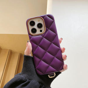 Lanière en cuir pour appareil photo en métal <span class=keywords><strong>de</strong></span> style petit parfum étui <span class=keywords><strong>de</strong></span> téléphone portable motif diamant pour Apple 16/17/17pro - Product Image 2