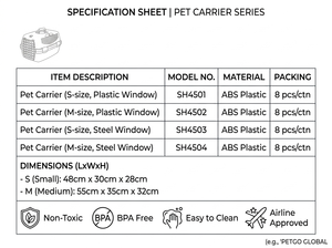Sac de transport pour animaux de compagnie avec fenêtre en plastique ou en maille métallique, ABS, <span class=keywords><strong>plateau</strong></span> amovible, attache de sécurité pour <span class=keywords><strong>voiture</strong></span>, tailles S/M, 8 couleurs - Product Image 5