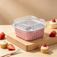 Contenant de cuisson en aluminium doré en gros avec couvercle transparent, résistant au four et au congélateur, gobelet jetable pour desserts et gâteaux pour boulangerie