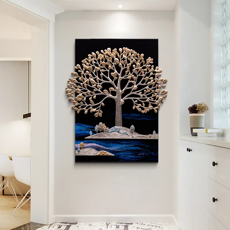 Tree Oil Painting Arts Handmade Fashional 3D Resin Relief Decor Painting Home Decoration