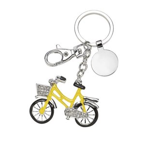 Porte-clés de vélo jaune/noir en plastique, boîte non incluse - Product Image 1