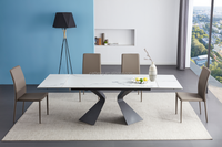 Table à manger moderne extensible en pierre frittée avec base métallique, uniquement la table, pour maison européenne