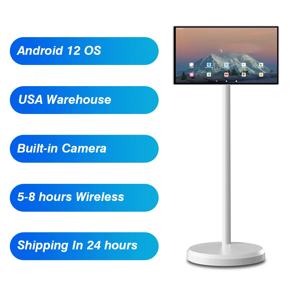 Android 12 OS smart TV 21.5 pollici monitor Touch screen portatile tv capacitivo monitor lcd costruito in batteria
