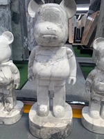 Vente chaude, taille personnalisée, décoration moderne pour la maison, ornements en marbre naturel, ours violent, statue d'ours en pierre amusante, statue d'ours en marbre BearBrick