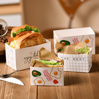 Boîte d'emballage pour sandwich, boîte d'emballage pour toast épais aux œufs pour le petit-déjeuner, plateau en papier pour pâtisserie occidentale coréenne