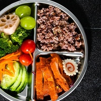 Assiette compartimentée en acier inoxydable, résistante à la rouille, de qualité alimentaire, compatible lave-vaisselle, pour camping, avec 3 ou 4 compartiments pour le contrôle des portions