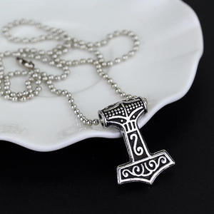 ZRM Collana con Ciondolo Martello di Thor Mjolnir in Lega di Zinco, Amuleto Vichingo Vintage Unisex, <span class=keywords><strong>Gioielli</strong></span> <span class=keywords><strong>Vichinghi</strong></span> - Product Image 1