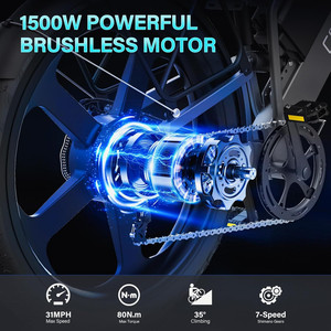 Motocicleta Eléctrica Todoterreno para Adultos T26, Motor de 1500W, Batería de Litio de 48V 25Ah, Alcance de 60Km, Freno de Disco - Product Image 4