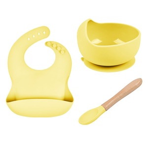 BPA Free Food Grade Silicone Baby Feeding Set for Toddlers | Eco-Friendly Suction Bowl Bib Spoon 3-Piece <b>Dishwasher</b> Safe - Product Image 2