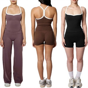 Women Yoga Set Tank and <b>Shorts</b> Sleeveless Scoop Neck High Waist Tummy Control Workout Activewear - Product Image 3
