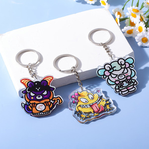 Customized Cartoon Shaped Key Pendant Anime Keychain Creative Transparent Alloy Ornament with UV Printing Cute Style