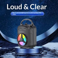 Speaker Subwoofer Portabel 5.0 RGB untuk Penggunaan Luar Ruangan dan Rumah, Ukuran Kecil, Persegi, Speaker Desktop untuk Menari, Radio FM, TWS Pairing