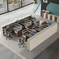 Poste de travail modulaire commercial moderne 4 places en MDF durable pour bureau, cellule de travail en bois pour centre d'appels, garantie 3 ans