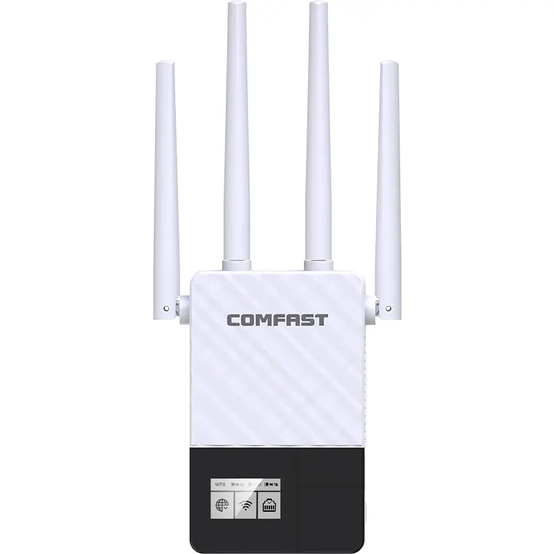 Comfast CF-WR760AC Hotselling on Amazon OEM ODM Smart OLED Display WIFI Booster with 4 Antennas WIFI Repeater