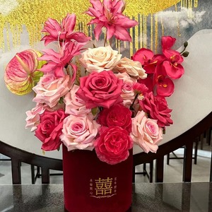 Fleurs Artificielles Rose en Bouquet pour Décoration de Mariage, Fleurs en Soie Haute Simulation Réutilisables pour Décoration Intérieure - Product Image 3