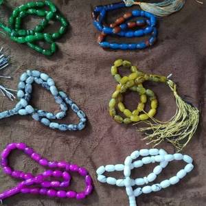 Pequeña Misbaha ovalada de resina de arroz estilo étnico YASEEN, 8mm, 33 cuentas, joyería islámica musulmana Tasbih al por mayor. - Product Image 1