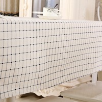 Nappe carrée de Noël à carreaux noirs et blancs, faite main, en coton et lin, écologique, moderne, durable, la plus vendue
