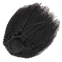 Vierge brésilienne crépus bouclés vague profonde Afro Clip-In Extension de queue de cheval pour les femmes noires Afro cordon Clip-On cheveux brésiliens