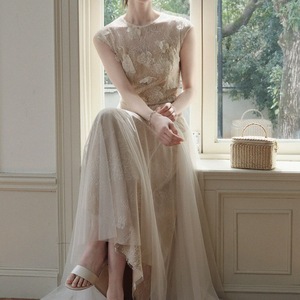 French Gentle <b>White</b> <b>Lace</b> Dress with Three-Dimensional Butterfly Embroidery and Waist Cinching Sleeveless Skirt - Product Image 4