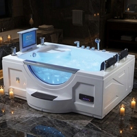 Baignoire de massage design moderne avec TV LED Jet Baignoire à remous Baignoire spa blanche en acrylique Chine Foshan Petite baignoire d'angle