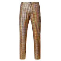 Pantalon disco métallisé brillant pour homme, taille mi-haute, style années 70/80, festival, rave, cosplay, look mouillé, danse de fête, jambe droite, hip hop