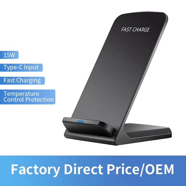 Portable Mobile Wireless Charging Stand for Phone with Dual Coil Design 15W Fast Charging Type-C Input for Standard
