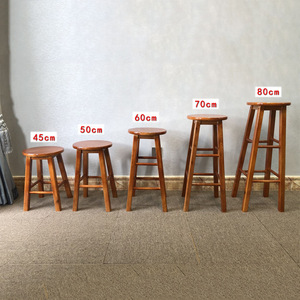 Tabourets de bar en bois massif, hauteur 45, 50, 60, 70, 80 cm, durables pour usage commercial - Product Image 2