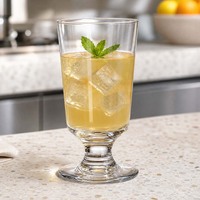 Verre à bière transparent en verre, coupe ovale sur pied, 301-400 ml, réutilisable pour vin, jus, cocktails, articles de bar