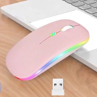 Mouse nirkabel Bluetooth dapat diisi ulang, dengan USB RGB 2.4GHz untuk komputer, Laptop, Tablet, Mouse nirkabel PC
