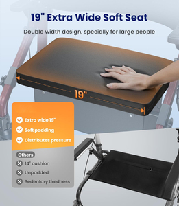 Mateside รถเข็นวอล์คเกอร์อลูมิเนียมพร้อมที่นั่งปรับความสูงได้10นิ้วล้อช่วยเคลื่อนที่น้ำหนักเบาสำหรับผู้ใหญ่สูงอายุ - Product Image 3