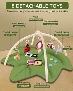 <span class=keywords><strong>Tapis</strong></span> de jeu pour bébé en forme de feuille avec 8 jouets suspendus <span class=keywords><strong>Tapis</strong></span> pour bébé de 0 à 18 mois <span class=keywords><strong>Tapis</strong></span> de jeu pour bébé pour jouer au <span class=keywords><strong>sol</strong></span> Jouets Tummy Time - Product Image 2