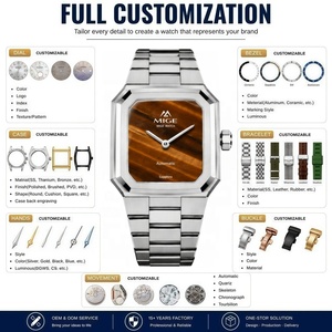 Reloj de Pulsera de Lujo con Logotipo Personalizado, Caja Poligonal, Cristal de Zafiro, Esfera de Ojo de Tigre, Reloj de Marca para Hombre, Automático, Mecánico, Resistente al Agua - Product Image 2