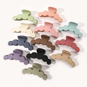 Matte Five Circle Round Plastic Hair Clips Claw Simple Colorful Large Shark Clips Women Back Head Frosted HairPin