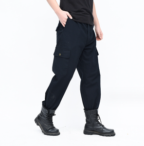 DFP0233 Pantalon d'entraînement pour hommes, couleur noire, personnalisable, avec 6 grandes poches, pantalon tactique décontracté pour hommes, uniforme de combat multi-poches - Product Image 2