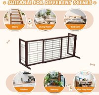 Barrière pour chien autoportante d'intérieur 38-67 po, extra large, en bois, design moderne naturel, barrières de sécurité pour chiots 21,06 po de hauteur, sans perçage, marron