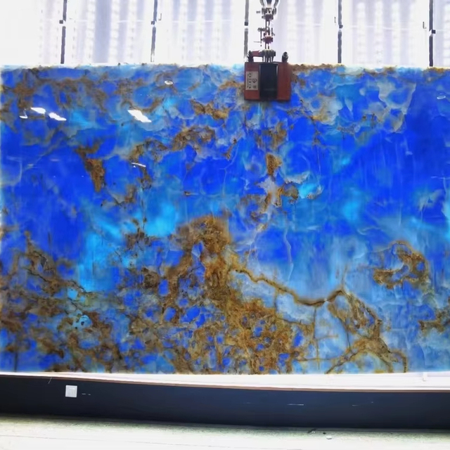 Antique Modern Villa Kitchen Countertop Tiles 24x48 Teal Onyx Slabs Backlit Polished Blue Onyx Natural Floor Big Slab Onyx